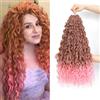 WoWCFyyds Estensioni per capelli ricci all'uncinetto Deep Wave Twist da 61 cm, confezione da 6 pezzi, capelli sfusi ondulati profondi Air Curl, sintetici, trecce Boho, estensioni per capelli all'uncinetto Water