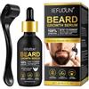 Onznoz Set per la crescita della barba con rullo per barba, olio per la crescita della barba, stimola la crescita della barba e dei capelli, idea regalo per la cura della barba, 60 ml