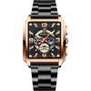 RORIOS Orologio Rettangolari da uomo Orologio da Polso Moda Analogico Quarzo Orologio Lavoro Impermeabile Orologio luminosi Cinturino in Acciaio Inossidabile oro nero A