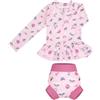 FLYISH DIRECT Set da Piscina per Bambini, Costume da Bagno a Maniche Lunghe + Pannolino da Piscina per Neonati, Combo Top Nuoto e Costumino Contenitivo