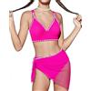 OXUBOAO Costume da bagno da bambina, 3 pezzi, tinta unita, bikini per adolescenti, taglia 7-16T, Rosso, 13-14 Anni