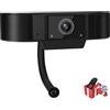 WIWACAM Webcam video Full HD con copertura, 1080P Web Camera con Microfono per Computer PC Laptop Desktop, USB Plug and Play, Qualità sicura per Home Office e Videoconferenza Zoom Webex Slack