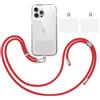 TBOC Pack: Cordino Catenella Laccio Strap Porta Cover [Rosso] + 2 toppe di fissaggio aggiuntive Telefono Cellulare Collo - Tracolla Catenina cordini Phone Cellulari Telefoni Universale Laccetti