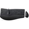 Perixx PERIDUO-505 Combo Ergonomico, Tastiera e Mouse cablato USB per Windows - Mouse verticale con rotella di scorrimento inclinabile, Poggia Polso regolabile, AZERTY