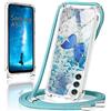 XCYYOO Cover Samsung Galaxy A34 5G con Cordino,Custodia Samsung Galaxy A34 5G con Tracolla Collana Silicone Trasparente,Antiurto Glitterato Cellulare Protettiva Case per Samsung A34 5G - (Blu)