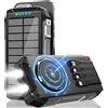 Bazcuka Solar Power Bank Magnetico 26800mAh, PD 30W USB A Powerbank Ricarica Rapida con 4 Cavi, 6 Uscita/4 Ingresso, 15W Ricarica Wireless, Spie luminose a LED, Torcia, Caricatore Portatile con Smartphones