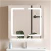 SONNI Armadio a LED con Specchio Illuminato 50 x 70 cm in Alluminio Antiappannamento Design Cerniera Wireless, Mobiletto Bagno Sospeso con Specchio e Presa Impermeabile per Bagno