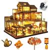 Generic Casa delle bambole in miniatura in stile giapponese retrò con musica, kit per casa delle bambole in legno, fai da te, kit per la creazione di case in miniatura fai da te, scala 1:24