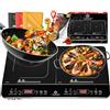KESSER® Piastra di cottura a induzione, 2 piastre, 3500 W, piastra di cottura portatile da 57 cm, 3 panni in microfibra + 1 ricettario, 8 livelli di riscaldamento, timer da 4 ore, controllo touch,