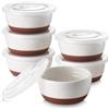 DOWAN Pirottini per Soufflé con Coperchio, 6 X 120 ml Stampi a Prova di Forno per Crème Brulée, Muffin, Mini Ciotola Porcellana per Forno, Salsa, Snack, Fruttoda, Ø 9cm-Smalto Maculata