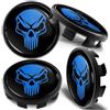 Biomar Labs Set Coprimozzo 68 mm 4 Pezzi Tappi Centrali Universali per Cerchi in Lega Coprimozzi Auto in Plastica Resistente Styling Esterno Tuning (Teschio In Blu-Nero CB 40)