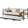 [en.casa] Divano in Metallo con Cornice Decorativa + Letto di Complemento con Gambe Pieghevoli e 4 Ruote, Sofa a 2-3 Posti di Seduta e Secondo Letto Salvaspazio - Nero