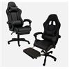 Generico Sedia Gaming Reclinabile con Poggiapiedi Nera Casa Ufficio Cameretta Sedia da Gioco Total Black