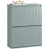 SoBuy Scarpiera Salvaspazio Slim Mobile Scarpiera Ingresso con 2 Ribalte e 4 Ripiani Regolabili - Ideale per Corridoi Stretti e Spazi Ridotti - Grigio, 61x25x81 cm, Facile Installazione FSR165-K-HG