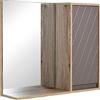 HOMCOM Armadietto Pensile per il Bagno con Mensola, Specchio e 2 Ripiani, Specchio Bagno Contenitore Installazione a Parete, Grigio e Rovere, 57 x 14.2 x 49.2cm