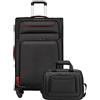COOLIFE Valigia Trolley da Viaggio, 4 Ruote, Bagaglio a Mano con Serratura TSA, Borsa a Tracolla (Nero+Rosso, 80cm)