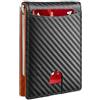 VAcsax Porta carte magnetiche antifurto in vera pelle, Portafoglio sottile da uomo con 7 scomparti, Protezione RFID, Elegante e pratico, Nero con motivo arancione