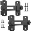 Roucerlin Serratura per porta scorrevole a 180° da 10,2 cm, con viti, in acciaio inox, chiusura a scatto per cancello, chiavistello, per casa, bagno, cantina, garage, finestra, giardino, nero (due