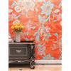 FunStick Carta da Parati Adesiva Camera da Letto Rosso Arancio Tropicale Carta Adesiva per Mobili Vintage Floreale Adesivo Muro Decorativo Bagno Rosso Arancio Pellicola Adesiva Mobili Fiori 44.5CM×3M