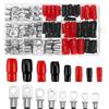 QWORK® Set di capicorda tubolari da 140 pezzi, 70 terminali della batteria (25mm² 16mm² 10mm² 6mm²) e 70 coperture isolanti per cavi della batteria del veicolo
