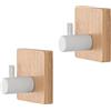 Inbagno Appendini Porta Asciugamani E Accappatoi Con Corpo In Legno Di Bambù E Gancio In Acciaio Bianco Linea Haiti, L 4,5 x P 3,5 x H 4,5 Cm, Con Biadesivo 3M
