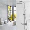 AICA ITALY SRL AICA ITALY Colonna Doccia con Miscelatore Termostatico, Saliscendi Doccia Regolabile 80-116cm, Soffione Doccia Anticalcare 20X20cm Acciaio Inox con Cromatura, Argento