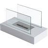 EasyComfort Camino a Bioetanolo da Tavolo 2000W Bruciatori senza Residui Inodore In Acciaio Inox con Vetro 35×18×21cm Bianco