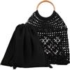 YANROSE Borse all'uncinetto for donna, borsa a mano intrecciata, borsa da spiaggia in corda di cotone fatta a mano(Black)