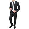 Mat Sartoriale Vestito Completo Uomo gessato Nero Abito Sartoriale Giacca con Pantaloni (46)