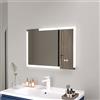 Plumbsys Specchio Bagno Luce LED 50x70cm, Specchio Bagno parete con luci, Interruttore Tattile, Anti-appannamento, 3 temperature di colore, IP54 impermeabile