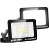 Willpower 2PCS Faretto LED Esterno 30W 3000LM, Faro LED con Spina 6000K Bianco IP66 Proiettore Luce di Sicurezza a Illuminazione per Garage Giardino Cortile Patio Piazza Officina