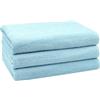 ZOLLNER Set di 3 teli doccia 70x140 cm - asciugamani assorbenti - azzurro - con gancetto - lavabili a 60°C - cotone - qualità d'albergo