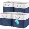 OrganiHaus Set di 4 Cubi Scatole Portaoggetti 33x33, Cestini Portaoggetti in Tessuto con Manici in Corda, Cubi Portaoggetti Pieghevoli per Libreria Kallax, Cestino per la Cameretta. Blu navy