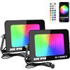RIGIDON 2x 30W RGB faretto led esterno con APP telecomando, 3000LM proiettori faretti, dimmerabile musicale e timer modalità di Strobo DIY, IP66 impermeabile fari led per giardino palco partito