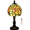 Kinbolas 6 paralumi in vetro colorato scrivania luce fiore in stile Tiffany serie piccola lampada da comodino lettura lampada da tavolo antica soggiorno camera da letto ufficio vintage Art Déco