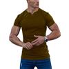 Agilelin Magliette Costine da Uomo,T-Shirt Manica Corta,Maglia Piccolo Collo a V(Brown/M)