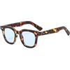 YAMEIZE Vintage Rotondi Occhiali da Sole da Uomo Donna - Classici Occhiali da sole Piccolo Montatura Spessa Protezione UV (Blu Leopardo)