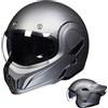 ILM Casco Moto Modulare Integrale per Uomo e Donna Apribile ATV UTV con Mentoniera Reversibile a 180°ECE Model-B707,Grigio Opaco, XL