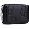 AprinCtempsD Protezione RFID Porta carte di credito Piccolo Donna in Vera Pelle Portamonete Sottile Portafoglio Mini Con Cerniera (Nero)