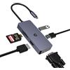 BIGBIG WON Adattatore USB C HUB, adattatore USB C, 6 in 1 Hub, USB C a HDMI VGA Dual Monitor Adattatore con VGA, HDMI, 2 USB 2.0, SD/TF, compatibile con sistemi Windows e iOS
