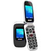 WUUM CLAP - Telefono Cellulare con sportello a doppio schermo | Tasti e numeri grandi | 2 Memorie dirette e Pulsante SOS | Bluetooth | Grande batteria 800mAh | USB-C | Nero
