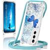 XCYYOO Cover per Samsung Galaxy A55 5G con Cordino,Custodia per Samsung A55 5G con Tracolla Collana Silicone Trasparente,Antiurto Glitterato Cellulare Protettiva Case per Samsung Galaxy A55 5G Cover