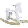 Easycomfort Cavallo a Dondolo Bambini da 1-3 Anni in Legno con Maniglie e Poggiapiedi, 68x26.5x48 cm, Bianco