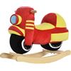 Easycomfort Cavallo a Dondolo per Bambini 18-36 Mesi a Forma di Moto, Cavallo per Bambini Cavalcabile in Legno e Peluche, Suoni Realistici, Max. 40kg, Rosso e Giallo
