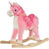 Easycomfort Cavallo a Dondolo per Bambini 36-72 Mesi, Unicorno a Dondolo con Suoni in Legno e Peluche Rosa, 74x33x62cm
