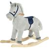 Easycomfort Cavallo a Dondolo per Bambini 3-6 Anni con Suoni in Peluche, 73x35x64cm, Grigio
