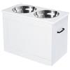 EasyComfort Ciotole Rialzate per Cani Grandi, Supporto in MDF con 2 Ciotole in Acciaio Inox, 60x30x41 cm, Bianco