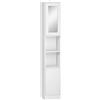 Easycomfort Colonna Bagno Salvaspazio in Legno con Specchio e Apertura a Pressione, 30x28x170cm, Bianco