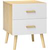 EasyComfort Comodino con 2 Cassetti in Legno in Stile Scandinavo, 40x40x50 cm, Rovere