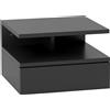 EasyComfort Comodino Sospeso per Camera da Letto con Cassetto e Mensola in Legno, 35x32x22.5cm, Nero